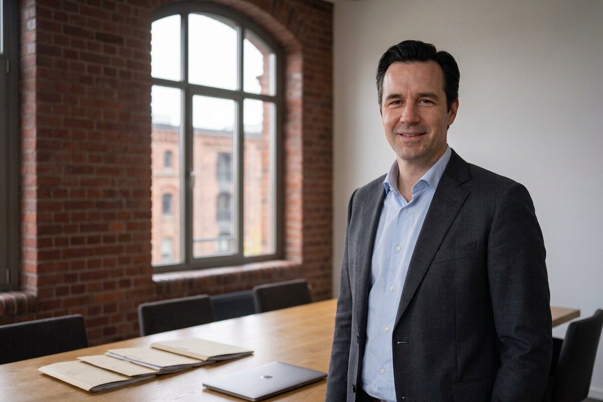 Jürgen Wagner, Verfahrensteam der Sandtorkai Treuhand GmbH, im Besprechungsraum der Kanzlei